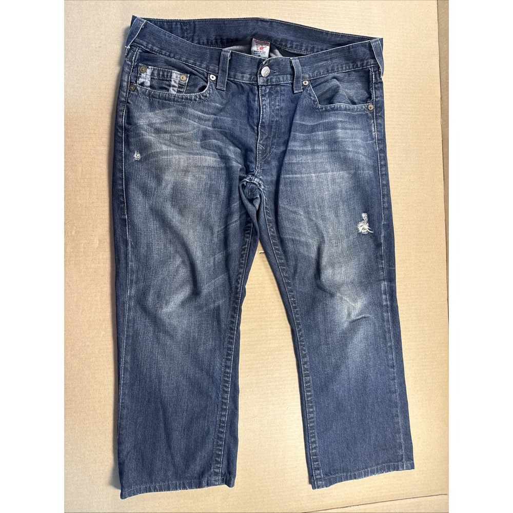 True Religion World Tour Men's Straight Leg Jeans size 38 distressed Made In USA